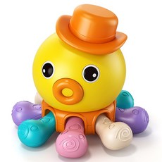 手指章魚 嬰幼兒摳摳樂 一歲玩具 幼兒玩具 嬰兒玩具 啟蒙教具 益智玩具 蒙特梭利 早教玩具 洗澡玩具 幼兒教具, 1個, 黃色