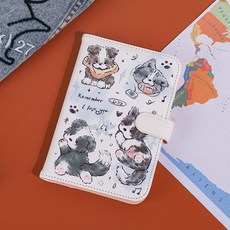 귀여운 카툰 동물 지갑 여행용 RFID차단 여행용 여권파우치 지갑 여권 수납 케이스(외출 여행 시 여권 수납에 필수품), 【그래피티 보더 콜리】