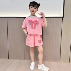 女童夏裝蝴蝶結開叉兩件套