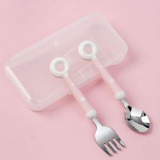 A 핑크 유아용수저포크 유아수저포크 아기숟가락포크