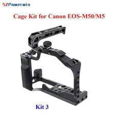 SZPowerwin 카메라 케이지 알루미늄 합금 비디오 케이지 캐논 M50II M50 M5 미러리스 카메라용 콜드 슈 1/4