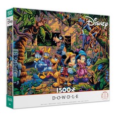 Ceaco - 디즈니 다우들 정글을 탐험하는 미키와 친구들 성인용 1500피스 퍼즐 게임 나이트에 도전적이고 완벽함 완성된 사이즈 96.5 x 66.5cm(38.5 26.5인치, Ceaco - 디즈니 다우들 정글을 탐험하는 미키와 친