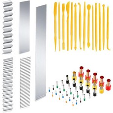 59 PCS 폴리머 클레이 커터 세트 5 PCS 블레이드 40 개의 원형 슬라이싱 도구 플라스틱 스크래퍼 DIY 모델링 도구, 5