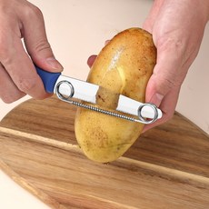 윈터커넥트 2in1 스테인리스 스프링 과일 껍질 제거 필러 조절식 멀티 슬라이서, 1개, 블루