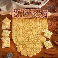 패턴 롤러 베이킹 쿠키 만들기 원목 조각 무늬 밀대 스틱 각인 엘크, C. 정사각형(39x4.5cm), 1개