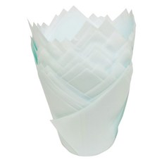 파티 축하용 튤립 머핀 라이너 내열성 컵케이크 케이스 50개입, 50개, Light blue
