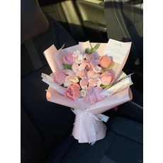 모루꽃다발 키트 선물 부케 공예 핸드메이드 패키지, 스몰 릴리 모스 피오니 혼합 완제품, 1개