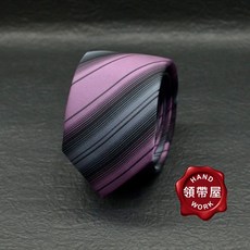 領帶屋手作 5.5公分中版 手打領帶 特色摺線款 粉紫灰斜紋, 1個