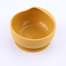 兒童學習餐具 矽膠叉勺 隔熱吸盤碗 食品級矽膠 蝸牛碗, 1個, 薑黃色碗