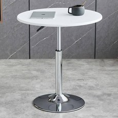 높이조절 원형 테이블 원룸 탁자 리프트 소파 식탁 감성, 60cm 화이트 54-75cm