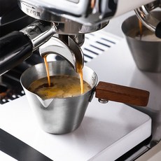 FATTYS 우드 핸들 스텐 에스프레소 샷잔, 실버, 1개