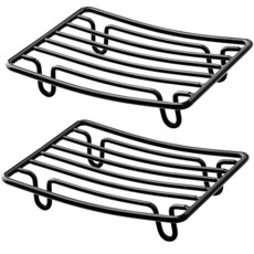 GUUKAR 샤워용 비누 접시 욕실 바 홀더 주방 싱크 욕조용 스테인리스 스틸 자체 배수 스폰지 쉬운 세척 빠른 건조 브론즈_160303, 블랙-2팩_160303