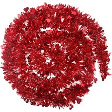 CCINEE 33피트 발렌타인데이 틴셀 갈랜드 레드 하트 메탈릭 장식 결혼식 파티 걸이 용품, Red
