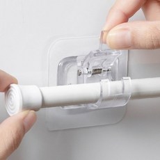 투명 접착식 커튼봉 거치대 욕실용 샤워커튼 고정 클립 타일 벽면 부착 이중 홀더, 1개, 화이트