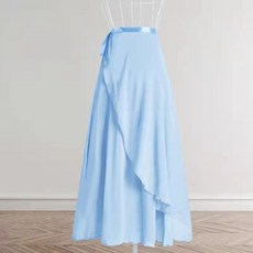 Asure 여자 클래식 성인 발레복 쉬폰 랩 댄스 스커트 롱 스커트 댄스웨어, 라이트 블루