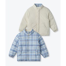 무신사 스탠다드 MUSINSA STANDARD KIDS 데일리 푸퍼 리버서블 체크 숏 패딩 재킷 자켓 [스카이 블루/크림] MKDJJBZ07-N8 370940