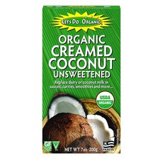 Let's Do Organic Creamed Coconut 렛츠두 크림 코코넛 언스위턴드 7oz(200g) 6팩, 200g, 6개