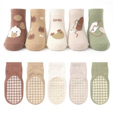 소로이 유아 아동용 모던 마일드 미끄럼방지 중목 양말 5켤레 세트 개별포장