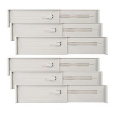 MSL 길이조절 서랍칸막이 파티션 서랍정리대, 6개입, 그레이