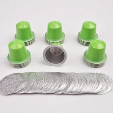 DIY 네슬레 에스프레소 커피 캡슐 알루미늄 빈 쉘 씰링 기계 Xiaomi Mi Home Thoughts 컵 Pac과 호환 가능, 04 100psc, 05 Sending spoons