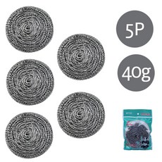 [5개 묶음] (철수세미 A타입 40g 5P 묶음) 녹제거 탄냄비 주방 청소솔 스텐 은사 수세미 리필, 실버, 5개