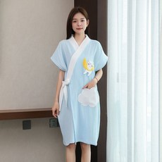 純棉速幹浴袍 紗布薄款夏季睡衣女 晨袍, 藍色月亮貓 惠質蘭心 純棉速幹,小童男孩建議110-130釐米
