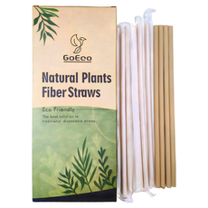 GoEco 環保可自然分解竹纖維吸管 (一般飲料吸管尺寸 口徑 6mm 長 210mm) 100支入, 1個, 100個裝