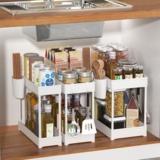 新款夾縫調料架臥室客廳桌面收納整理架子簡易廚房多功能置物架子, 1個, 三件套黑色