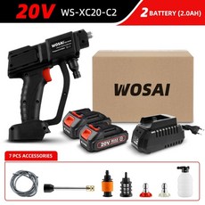 wosai 무선 high pressureelectric car washer gun 20v multi-function 노즐 protable 클리너 foam car wash garde, 20v ws-xc20-c2