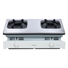 SAKURA 雙口檯面爐，不鏽鋼檯面，安全熄火裝置，精準火力控制，簡約時尚設計, 天然氣, G-6513S