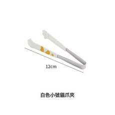 DFMEI 創意可愛貓爪不鏽鋼食品夾烘焙夾沙拉麪包夾甜點夾燒烤夾子, 1個, 小號白色貓抓紋:如圖
