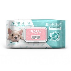 Absorb Plus 寵物濕紙巾 花香 80抽 親膚低敏 無酒精, 80張, 1包