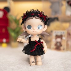 Zsiga 이동식 인형 갈망의 장소 BJD Gazi 자매 아기 드레스 Bonnette 빈티지 플로럴 스커트 흑백 웨딩드레스, 20CM 가지 누나의 옷에는 인형이 포함되어 있지 않다, 빨간 리본 검은 웨딩드레스