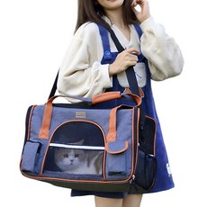 퍼피허그 momo 강아지 고양이 이동 가방 애견 캐리어 산책가방 기내용 컨넬 카시트 슬링백, 1개, 블루