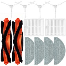 샤오미 E10 B112 E12 로봇 청소기용 소네시야 액세서리 키트 메인 브러시 2개 헤파 필터 측면 4개 걸레 천 PCS 교체 예비 부품 수리 부착물 12개