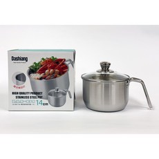 Dashiang萬用美味鍋附蓋14cm，不鏽鋼單柄鍋，導流嘴設計，多種爐具適用, 如圖, 1個, 直徑14.5