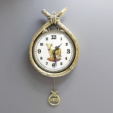 황금 소코뚜레 벽시계 저소음 추벽시계 행운 풍수 인테리어 개업선물 집들이선물