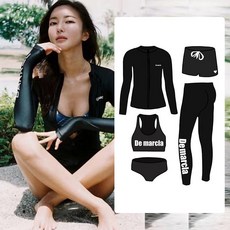 드 마르클라 다양한 스타일 여성용 비치 심플서프 라운드 래쉬가드 상하의 5종 세트