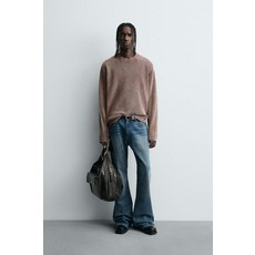 ZARA 워싱 와플 스웨터 - 레드