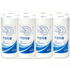 빨아쓰는 행주 키친타월 대형 도톰한 롤형 250 x 450mm, 8개, 30매