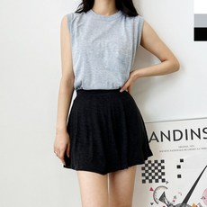 여성용 민소매 라운드 티셔츠