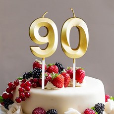 빅사이즈 생일초 케이크픽 특이한 메탈릭 골드 숫자초, 90, 1개, 30g