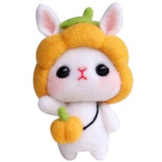 투데이리빙 DIY 양모 펠트 세트 귀여운 토끼 강아지 미니 인형 만들기 초보자 힐링 취미 공예 감성 캐릭터 미니어처 소품, 호박토끼, 1세트