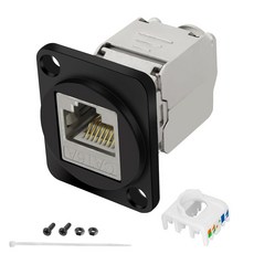 XMSJSIY CAT6A D- 패널 거치대 걸이 걸게 커넥터 RJ45 키스톤 잭 스냅인 모듈 패치 케이블 네트워크 이더넷 어댑터 Cat6Cat5Cat5e용, 1개