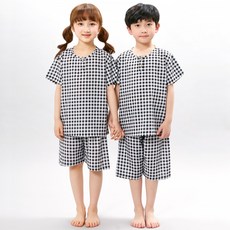 아동용 모달체크 블랙 잠옷 상하세트