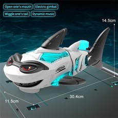 IMECHAI 機械鯊魚玩具, 1個, 萬向電動發光音樂鯊魚白色