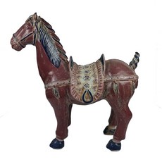 《博古珍藏》清 青花釉裡紅一馬當先擺件 早期收藏 老件瓷器 皇宮珍藏