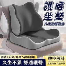 護腰坐墊 人體工學設計, 【A259】【A260】坐墊+靠墊-【雙灰拼接】