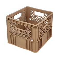 뉴플라스틱 플라스틱 우유상자 밀크박스 감성 캠핑 운반 수납 바구니, 브라운