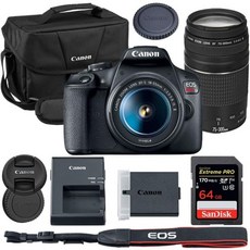 캐논 DSLR EOS 레벨 T7 카메라 18-55mm 및 75-300mm 렌즈 번들 200ES 숄더백 64GB 익스트림 PRO 메모리 카드 포함, 캐논 EOS Rebel T7 DSLR 카메라 18-55